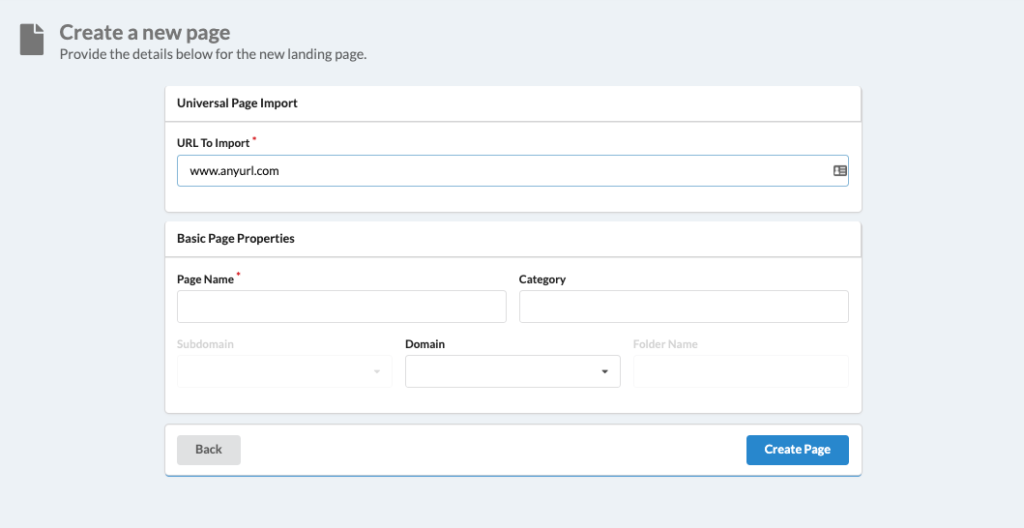 Universal Page Importer dialog