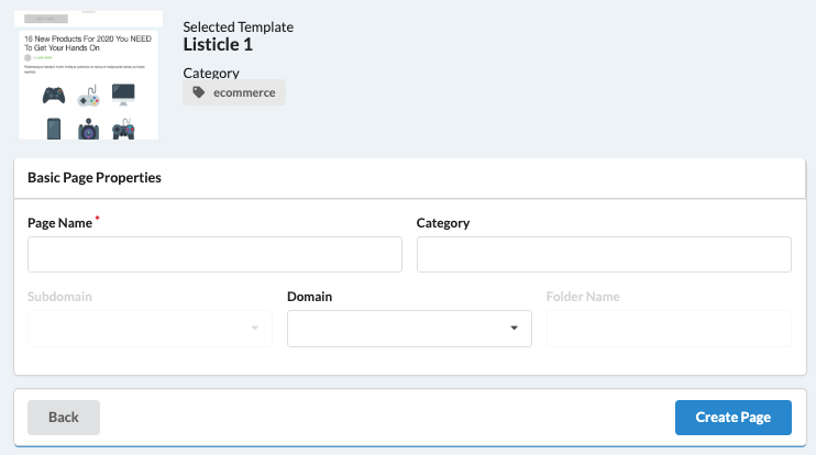 LanderBolt page properties panel